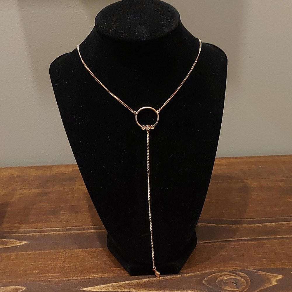 Luv Aj Rose Gold Toned Full Bloom Lariat necklace